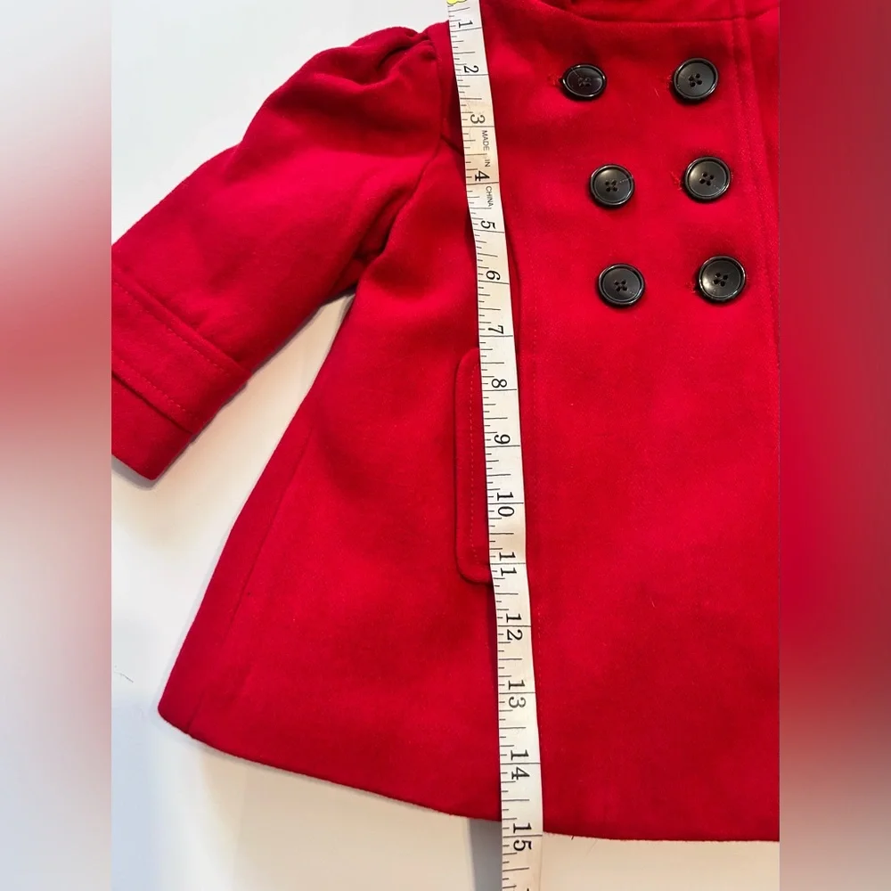 Old Navy Toddlers Red Hooded Pea Coat Size 12-18 Months